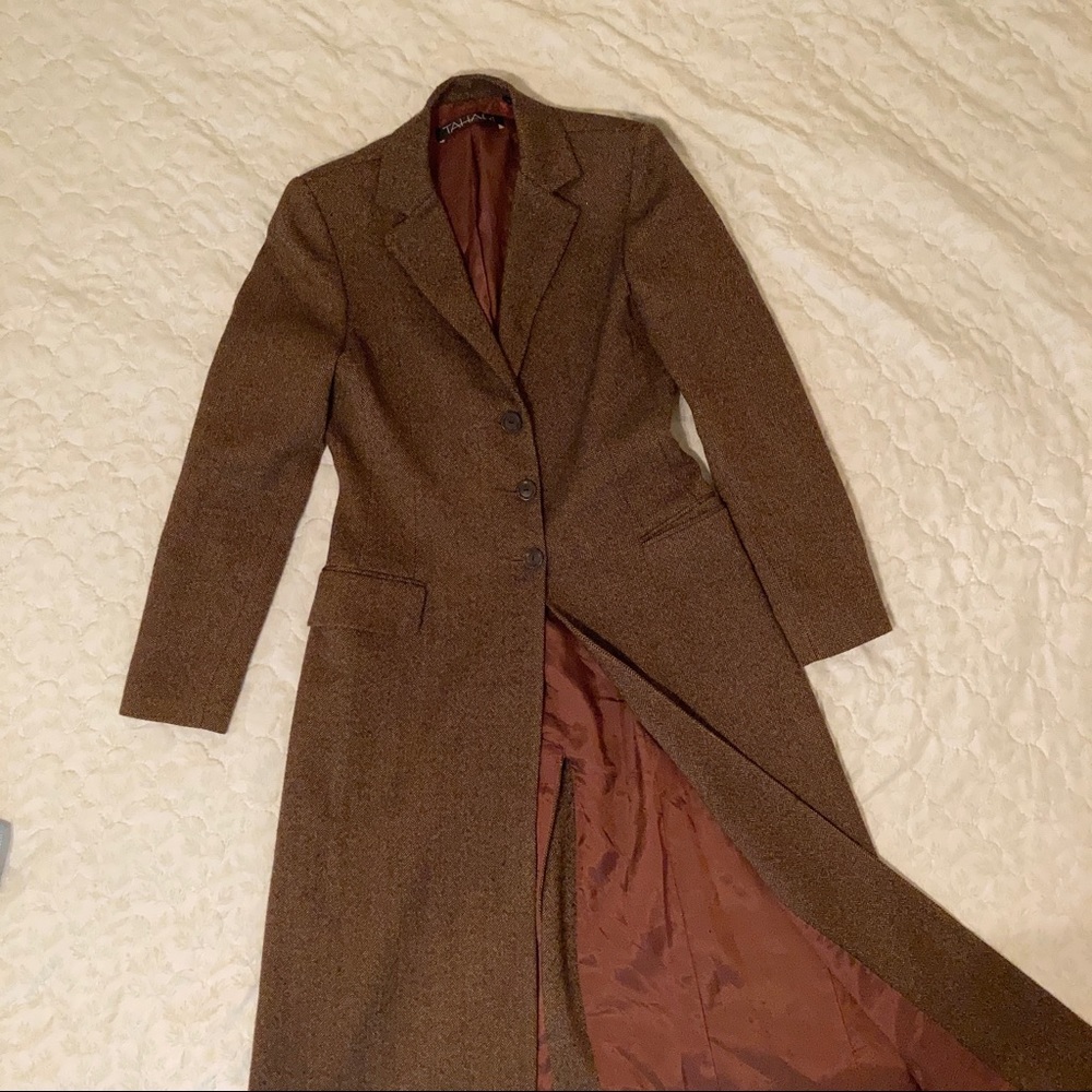 Tahari Wool Mohair Cashmere Tweed Walker Coat Size S